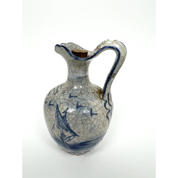 Vintage 1960s Lubbi Francois France Nautical Motif Ceramic Oinochoe Pitcher Jug - Picture 4 of 7